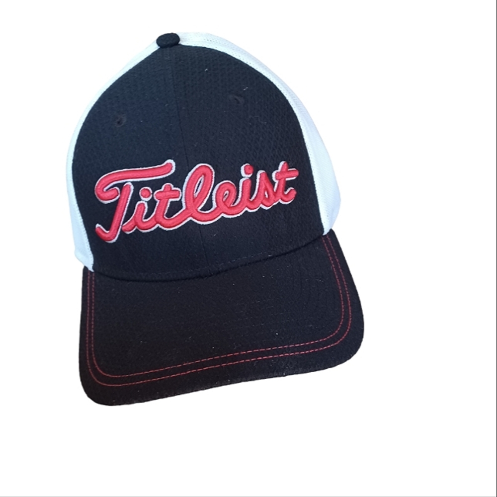 Titleist baseball style golf hat. Black/white red embroidered lettering …